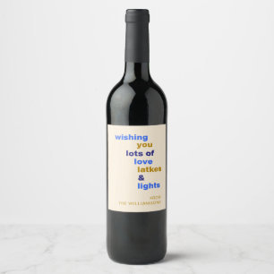 Rótulo De Garrafa De Cerveja Diversão Hanukkah Amor Latkes Luzes Azul Personali