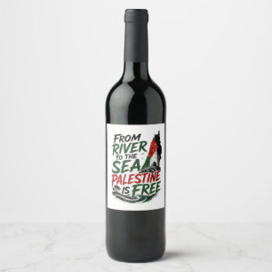 Rótulo De Garrafa De Cerveja Do rio ao Mar a Palestina é livre