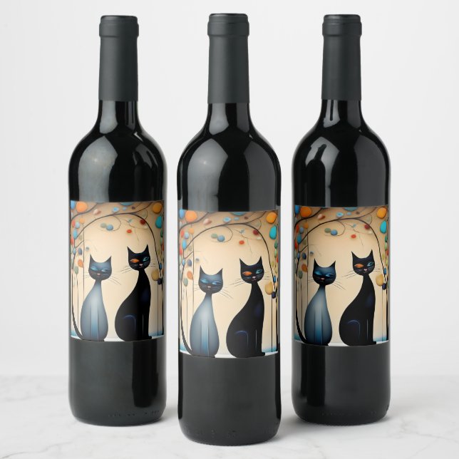 Rótulo De Garrafa De Cerveja Dois Gatos Encantadores (Garrafas)