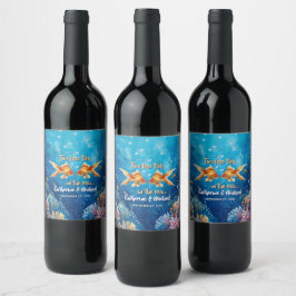 Rótulo De Garrafa De Cerveja Dois Menos Peixes No Casamento Subaquático