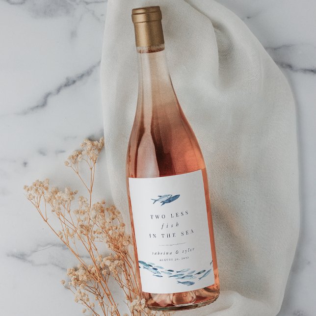 Rótulo De Garrafa De Cerveja Dois peixes a menos no mar personalizados (Criador carregado)