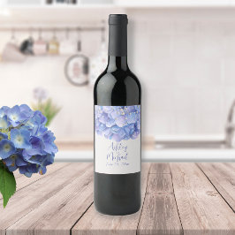 Rótulo De Garrafa De Cerveja Dons de convidados de casamentos de Hydrangea Blue