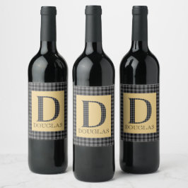 Rótulo De Garrafa De Cerveja Douglas Tartan Monograma D
