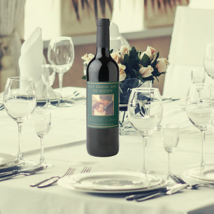 Rótulo De Garrafa De Cerveja Dourada Foto Da Noite E Do Groom   Verde