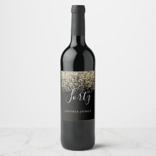 Rótulo De Garrafa De Cerveja Dourada Glitter Womans Mens aniversário de 40 anos