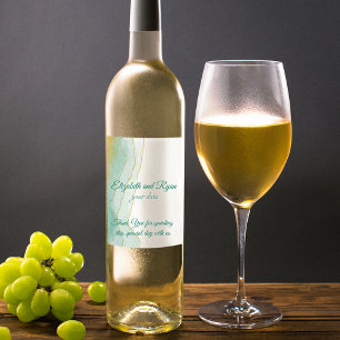 Rótulo De Garrafa De Cerveja Dourada Turquoise Turquesa Watercolor