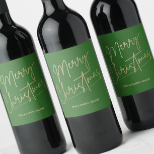 Rótulo De Garrafa De Cerveja Dourado Feliz Natal Verde