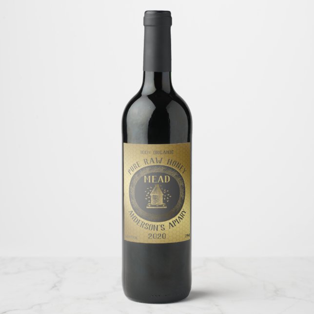 Rótulo De Garrafa De Cerveja Dourado luxo Colmeia-colmeia-colmeia-colmeia-colme (Frente)
