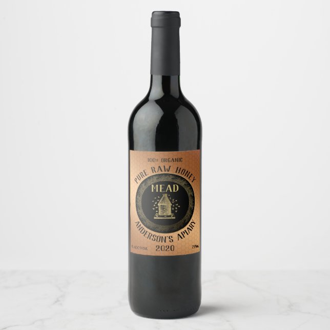 Rótulo De Garrafa De Cerveja Dourado luxo Colmeia-colmeia-colmeia-colmeia-colme (Frente)