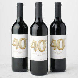 Rótulo De Garrafa De Cerveja Dourado Partido Balão aniversário de 40 anos de 40
