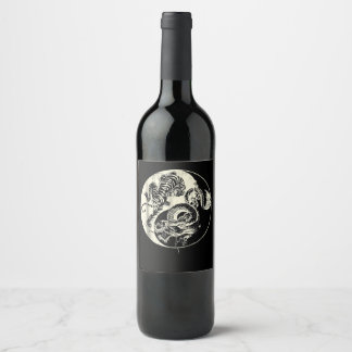 Rótulo De Garrafa De Cerveja Dragão Com Tatuagem De Tigre YIN E Yang Beast Figh