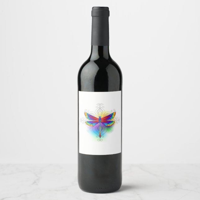 Rótulo De Garrafa De Cerveja Dragonfly Poligonal (Frente)