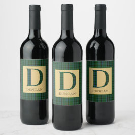 Rótulo De Garrafa De Cerveja Duncan Tartan Monograma D