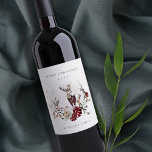 Rótulo De Garrafa De Cerveja Dusky Stag Marsala Foliage Wreath Felry Christmas<br><div class="desc">Se precisar de mais alguma personalização,  por favor,  sinta-se à vontade para me enviar uma mensagem em yellowfebstudio@gmail.com.</div>
