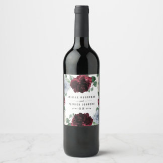 Rótulo De Garrafa De Cerveja Dusty Blue e Burgundy - Casamento outono de amora