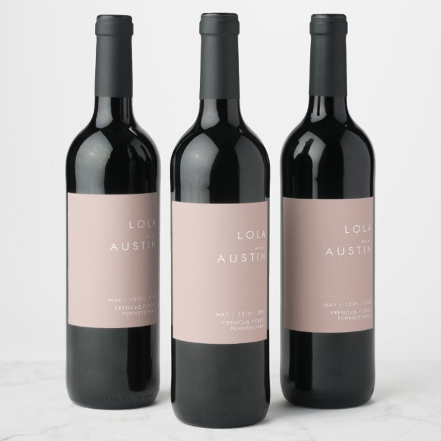 Rótulo De Garrafa De Cerveja Dusty Boho | Rótulo de Vinho de Casamento Rosa (Garrafas)