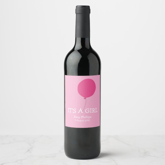 Rótulo De Garrafa De Cerveja É uma moça moderna Rótulo de Vinho Rosa Quadrado (Frente)