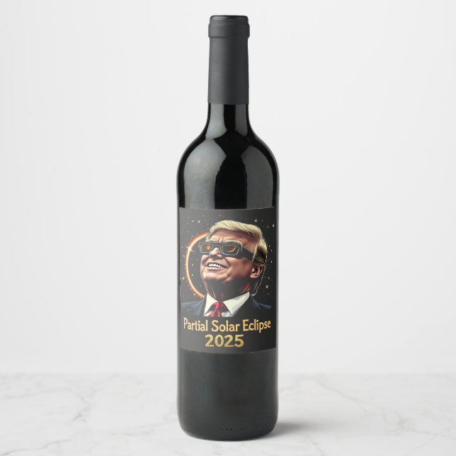 Rótulo De Garrafa De Cerveja Eclipse Solar Parcial 2025 Astronomy Trump (Frente)