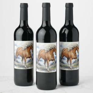 Rótulo De Garrafa De Cerveja Edda Silver bay Icelandic Horse nas Montanhas S