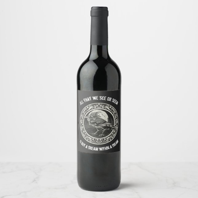 Rótulo De Garrafa De Cerveja Edgar Allan Poe Autor Poeta Dream Raven Medallion (Frente)