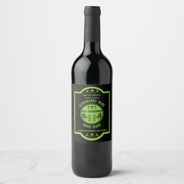 Rótulo De Garrafa De Cerveja Elderberry casada personalizada (Frente)
