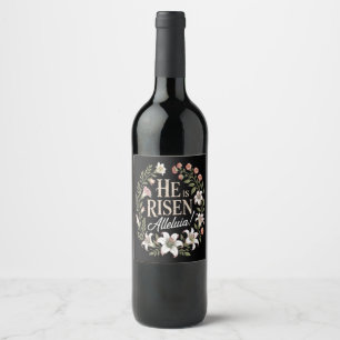 Rótulo De Garrafa De Cerveja Ele Ressuscitou Aleluia Floral Páscoa Cristã