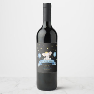 Rótulo De Garrafa De Cerveja elefante de giz preto para chuveiro de bebê menino