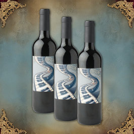 Rótulo De Garrafa De Cerveja Elegance in piano keys and blossoms.