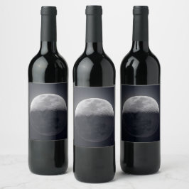 Rótulo De Garrafa De Cerveja Elegância Lua: Frasco de Vinho com Imagem Lunar
