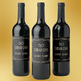 Rótulo De Garrafa De Cerveja Elegant Art Deco 50 and Fabulous Birthday