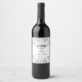 Rótulo De Garrafa De Cerveja Elegant Blue Floral Wedding Wine Label