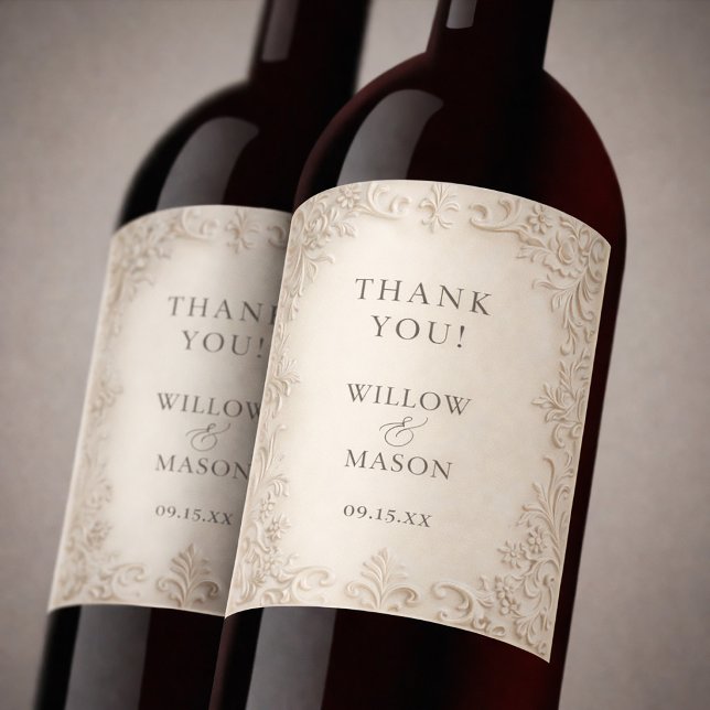 Rótulo De Garrafa De Cerveja Elegant Classic Scrollwork Baroque Wedding (Elegant Classic Scrollwork Baroque Wedding Wine Label)