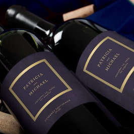 Rótulo De Garrafa De Cerveja Elegant dark purple gold wedding personalized