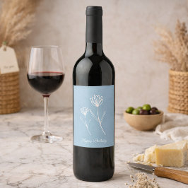 Rótulo De Garrafa De Cerveja Elegant Dusty Blue Simple Flower 