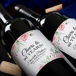 Rótulo De Garrafa De Cerveja Elegant floral 90th birthday party 