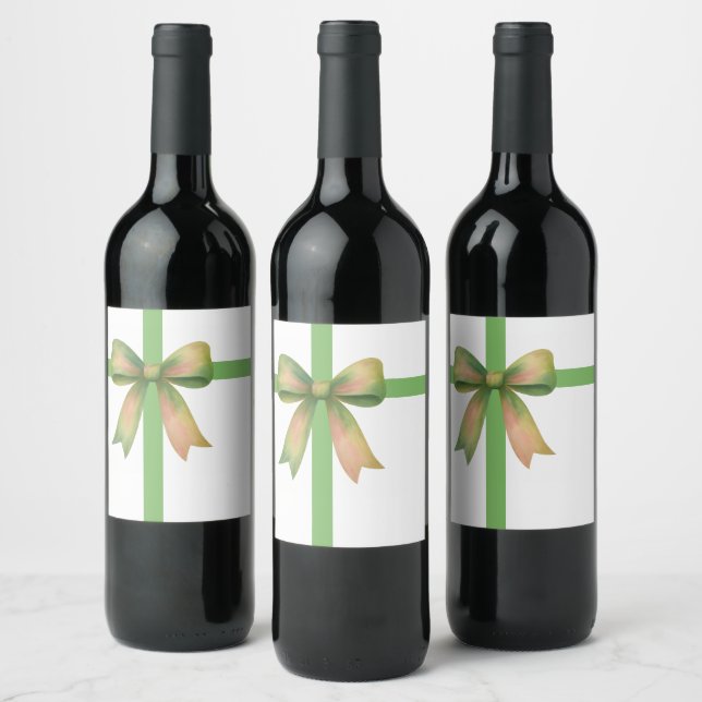 Rótulo De Garrafa De Cerveja Elegant Gift Bow – Modern Christmas Design (Garrafas)