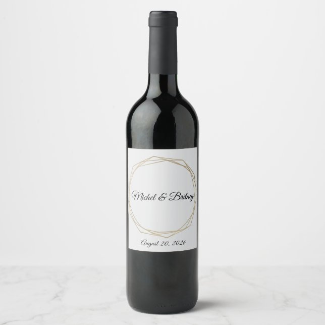 Rótulo De Garrafa De Cerveja Elegant Minimalist Cream Wedding Wine Label (Frente)
