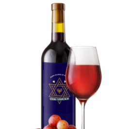Rótulo De Garrafa De Cerveja Elegant Star of David Hanukkah Wine Bottle Label