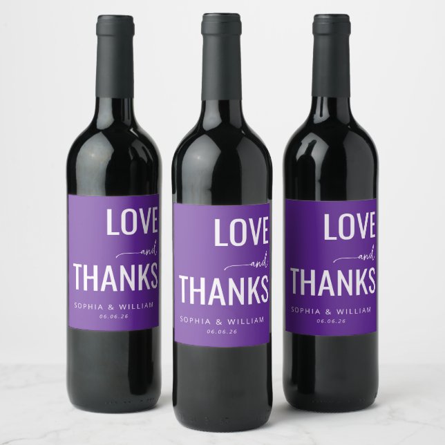 Rótulo De Garrafa De Cerveja Elegante Amor Roxo Obrigado (Garrafas)