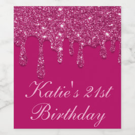 Rótulo De Garrafa De Cerveja Elegante aniversário de 21 anos brilhante cor-de-r