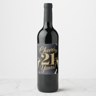 Rótulo De Garrafa De Cerveja "Elegante aniversário de 21 anos Design - Dourado 