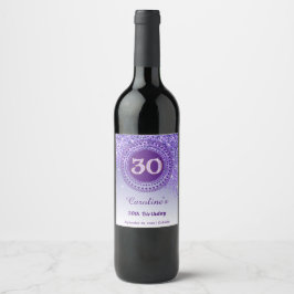 Rótulo De Garrafa De Cerveja Elegante Aniversário de 30 anos com Glitter Roxo