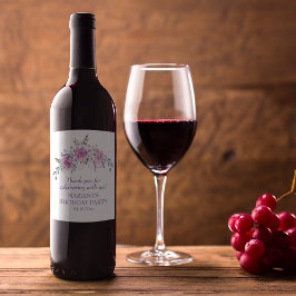 Rótulo De Garrafa De Cerveja Elegante Aquarela Festa de aniversário Floral Purp