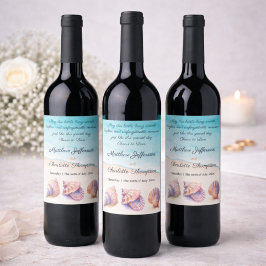 Rótulo De Garrafa De Cerveja Elegante Beach Wedding Seashells Pearls Náutico