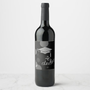 Rótulo De Garrafa De Cerveja Elegante Boina de Formatura com Brilho Prateado, T