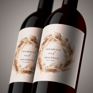 Rótulo De Garrafa De Cerveja elegante botânico boêmico moderno pampas