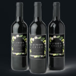 Rótulo De Garrafa De Cerveja Elegante Botânico Lemons Frame Limoncello Wine Lab<br><div class="desc">Limões botânicos de cor aquosa elegantes,  folhas e chumaceiras,  etiqueta de bebida de limoncelo a preto clássico. Modelo para os seus nomes e data do evento.</div>