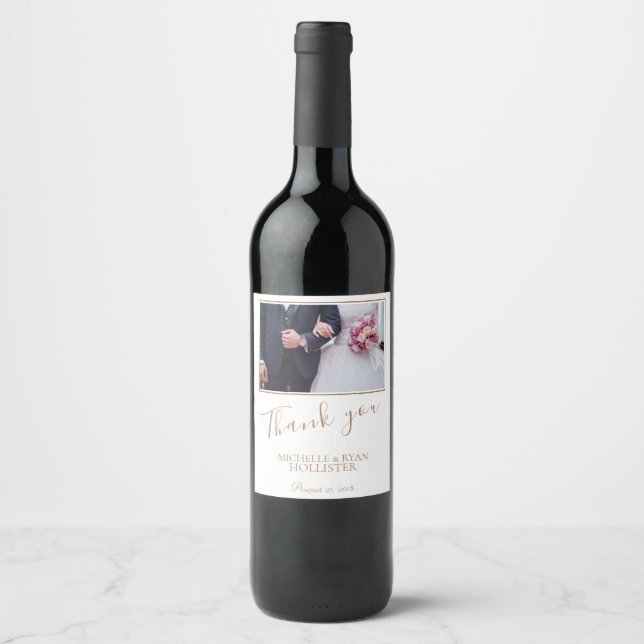 Rótulo De Garrafa De Cerveja Elegante Casamento Obrigado Foto (Frente)