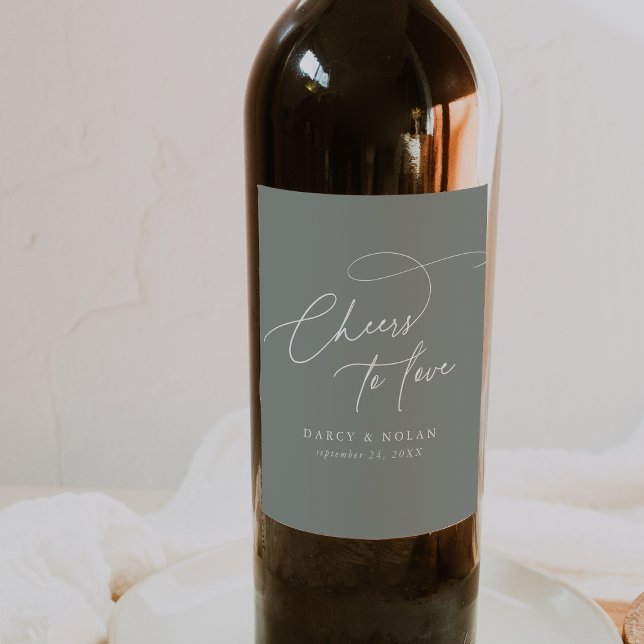 Rótulo De Garrafa De Cerveja Elegante Charm Dark Sage Weding Labs (Elegant Charm Dark Sage Wedding Wine Labels)
