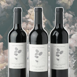 Rótulo De Garrafa De Cerveja Elegante Cinza Botânico Agradecimento Casamento